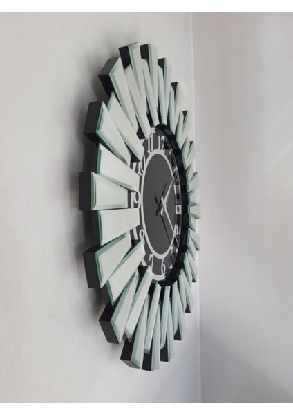 Güneş Twins Silver Latin Black Model Gümüş Siyah Renk 70 cm Dekoratif Aynalı Duvar Saati fiyatları