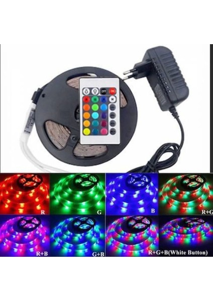 Pilelistore 3 Çipli Rgb Iç Mekan Şerit LED 5 Metre