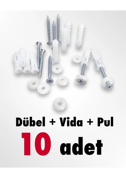 Korniş Montaj Seti Dübel + Vida + Pul (10 Adet)