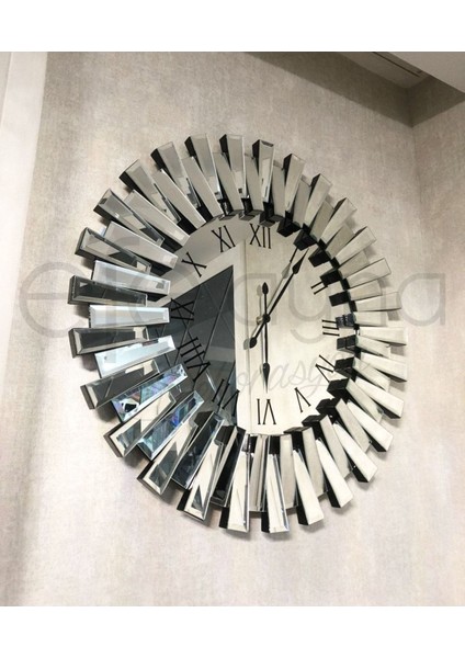 Piyano-Gümüş Ayna Duvar Saatı-65 cm