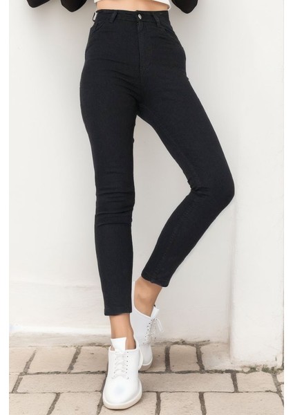 Dar Paça Kot Pantolon Siyah