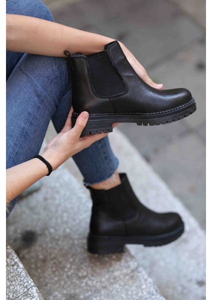 (Chelsea) Siyah Deri Bot fiyatları