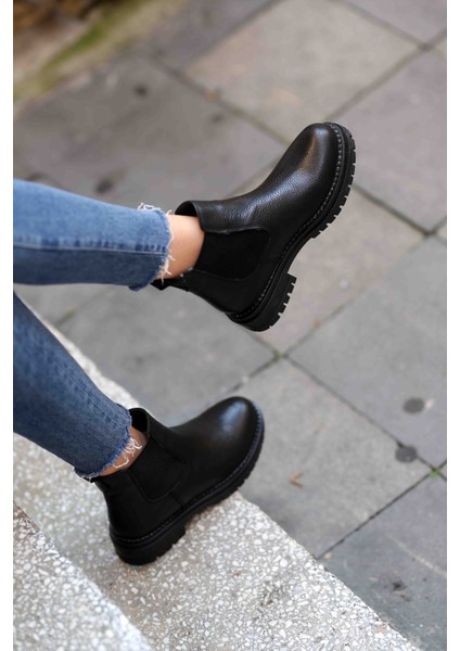 (Chelsea) Siyah Deri Bot modelleri