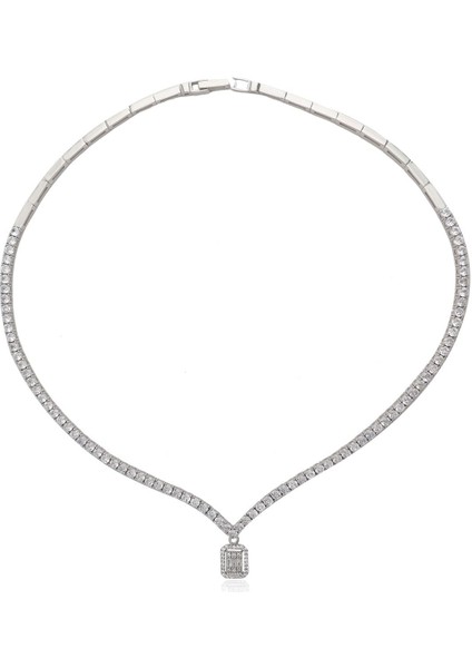 925 Ayar Gümüş Su Yolu Baget Choker Gelin Kolye