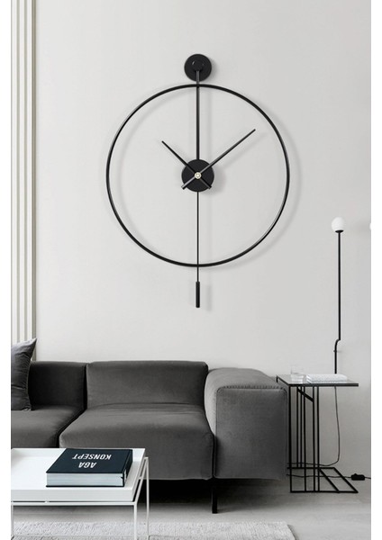 Tiktok xxl 90 cm Siyah, Modern Dekoratif Sarkaçlı Metal Duvar Saati