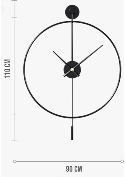 Tiktok xxl 90 cm Siyah, Modern Dekoratif Sarkaçlı Metal Duvar Saati indirimleri