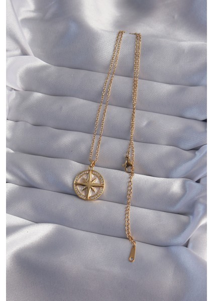 316L Çelik Zincir Gold Renk Zirkon Taşlı Kutup Yıldızı Kolye fiyatları