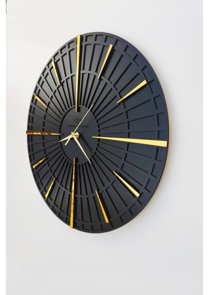 Long Line Dekoratif Duvar Saati Siyah & Gold 37 x 37 cm Sessiz Mekanizma fiyatları