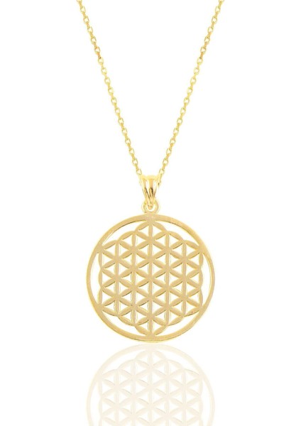 Gümüş Altın Yaldızlı Yaşam Çiçeği Kolye SGTL10398GOLD