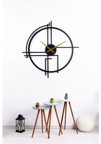 Querencia Metal Siyah Duvar Saati 1,5 mm Kalınlık 100 x 100 cm