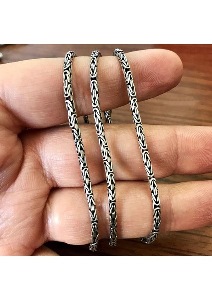 Gümüş Erkek Kolye Zincir, Yuvarlak Kral Model, 925 Ayar, 2 mm