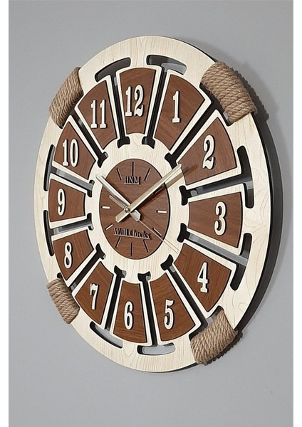 Kahverengi Hasır Detaylı Ahşap Duvar Saati fiyatları