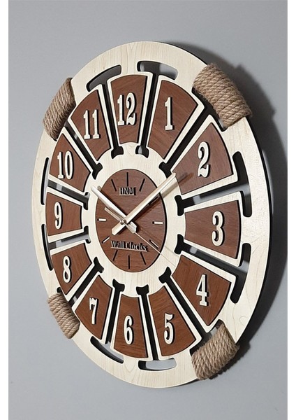 Kahverengi Hasır Detaylı Ahşap Duvar Saati fırsatları