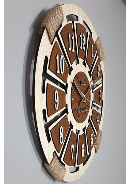 Kahverengi Hasır Detaylı Ahşap Duvar Saati indirimleri