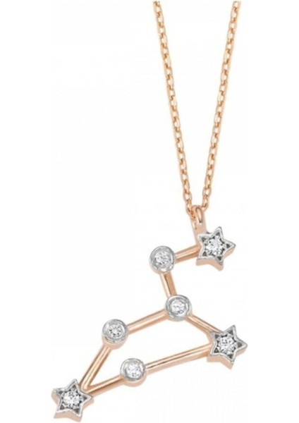 Pembe Zirkon Taşlı Aslan Burcu Gümüş Kolye, Şık ve Özel Tasarım, 925 Ayar