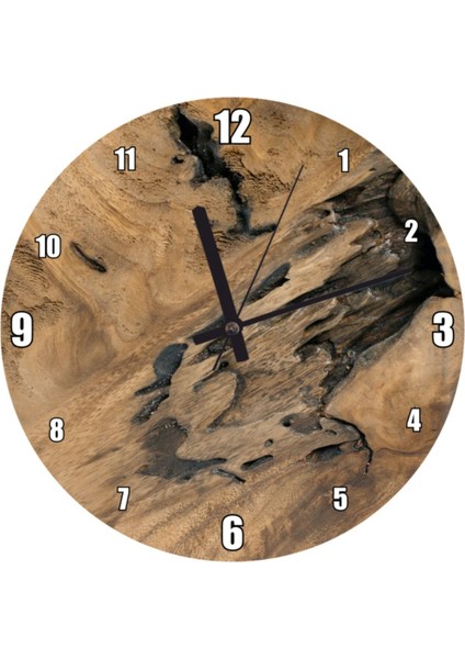 Ağaç Kütüğü Detay Yakın Çekim Duvar Saati (Çap 30 x 30 cm )