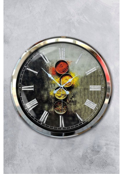 Dekoratif 52 cm Krom Metal Mutfak Duvar Saati