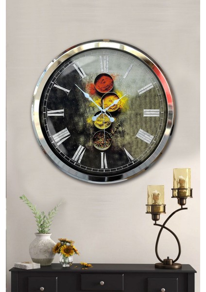 Dekoratif 52 cm Krom Metal Mutfak Duvar Saati fiyatları