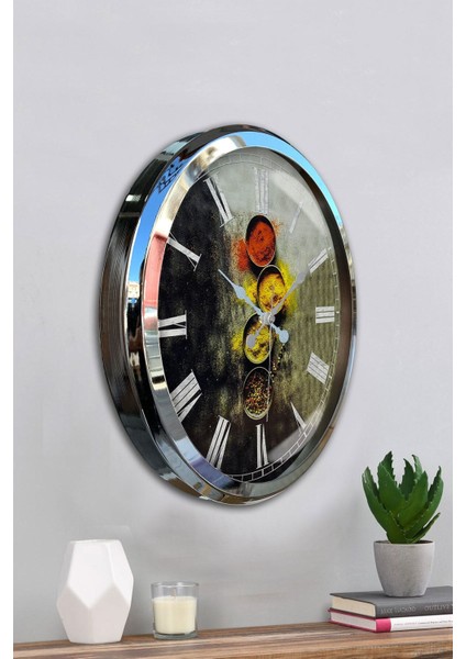 Dekoratif 52 cm Krom Metal Mutfak Duvar Saati fırsatları