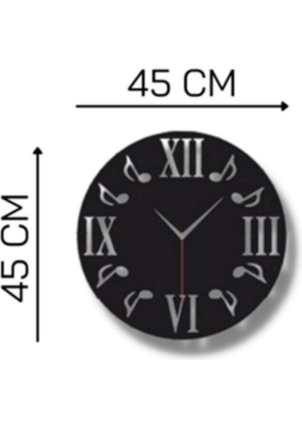 Siyah Ahşap Nota Ve Roma Rakamlı Duvar Saati Salon Oturma Odası Ofis Için 45 x 45 cm Duvar Dekoru fırsatları
