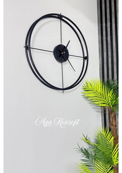 Ispanyol Ve Iskandinav Tarzı 60 cm Siyah, Ferforje Metal Minimalist Duvar Saati fiyatları