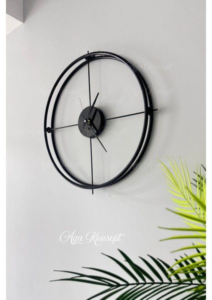 Ispanyol Ve Iskandinav Tarzı 60 cm Siyah, Ferforje Metal Minimalist Duvar Saati fırsatları
