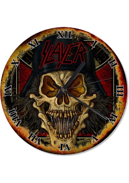 50 cm Çap Heavy Metal Fügürü Şekilli Duvar Saati