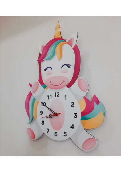 40 x 40 cm Unicorn Model Özel Kesim Çocuk Duvar Saati Renkli Eğlenceli Lazer Kesim Uv Baskılı fiyatları