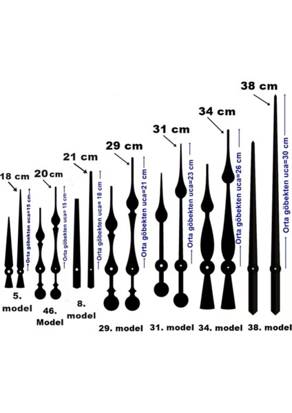 Metal Göbek Siyah Renk Saat Motor Akrep Yelkovan Standart Boy indirimleri
