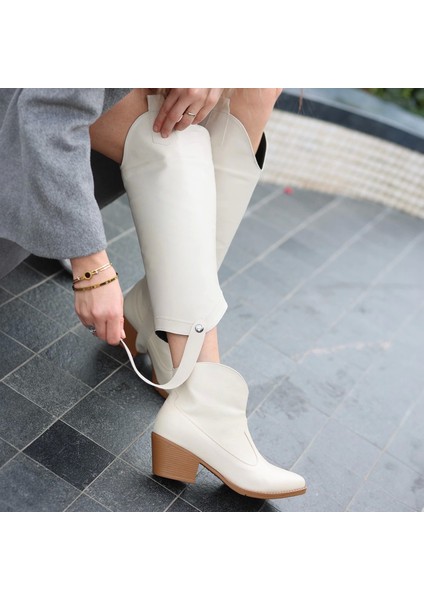 Milla Bej Cilt Tak Çıkar Topuklu Bot ve Çizme indirimleri