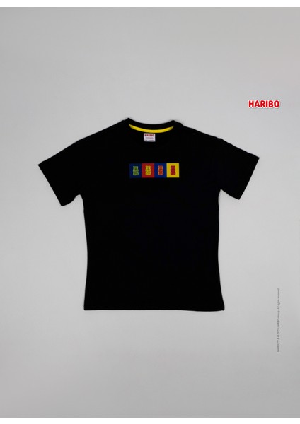 Haribo Baskılı Siyah Erkek T-Shirt Haribo Erkek Çocuk T-Shirt-2 fırsatları