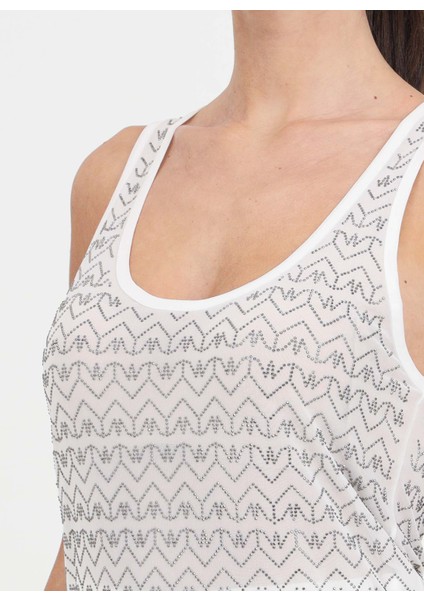 Yuvarlak Yaka Düz Ekru Kadın T-Shirt 8M1591 modelleri