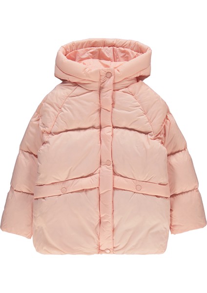 Kız Çocuk Kapüşonlu Mont 10-13 Yaş Pudra