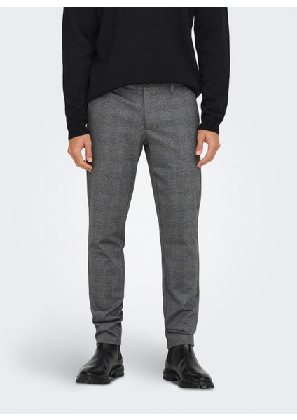 Normal Bel Dar Açık Gri Erkek Chino Pantolon Onsmark Slım Check Pants 9887 Noos fiyatları