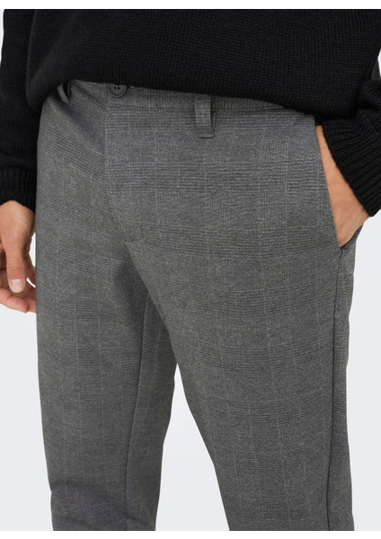Normal Bel Dar Açık Gri Erkek Chino Pantolon Onsmark Slım Check Pants 9887 Noos modelleri