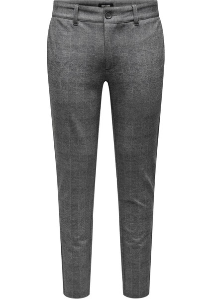 Normal Bel Dar Açık Gri Erkek Chino Pantolon Onsmark Slım Check Pants 9887 Noos indirimleri