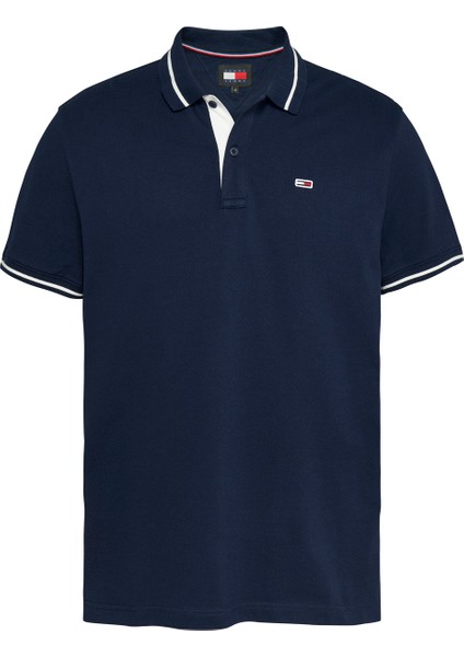 Tommy Jeans Nakışlı Lacivert Erkek Polo T-Shirt DM0DM19504C1GTJM Reg Tıppıng Polo