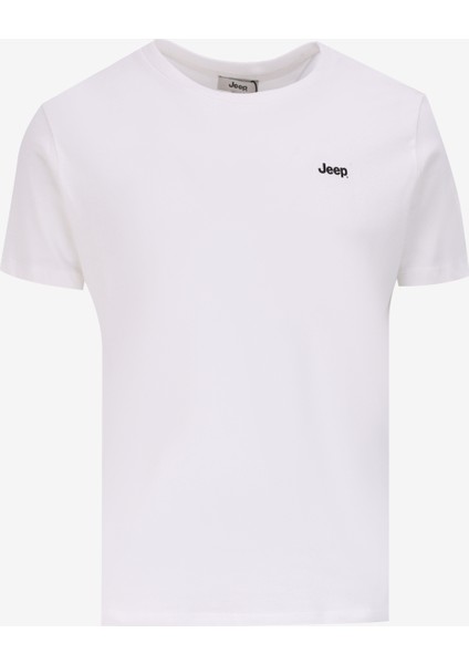 Bisiklet Yaka Baskılı Beyaz Kadın T-Shirt J4WL-TST4011