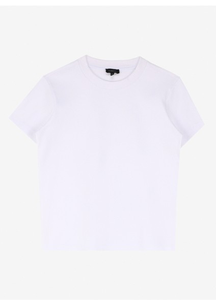 Bisiklet Yaka Düz Beyaz Kadın T-Shirt F4WL-TST0758