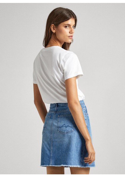 Bisiklet Yaka Baskılı Beyaz Kadın T-Shirt PL505743 fiyatları