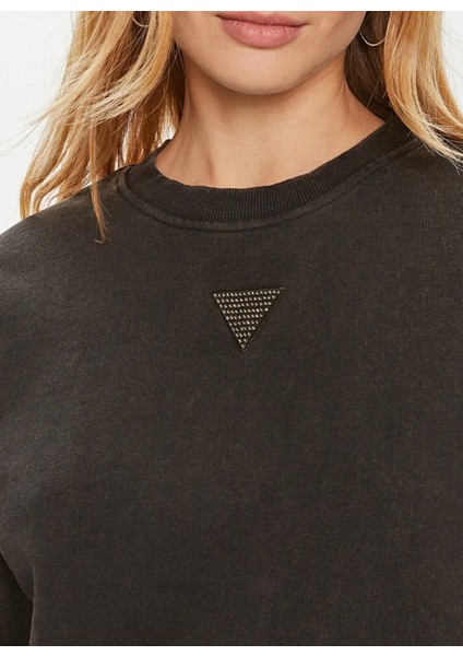 Bisiklet Yaka Desenli Siyah Kadın Sweatshırt Cn Bıg Guess Sweatsh - Cotton Brush fiyatları