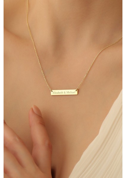 925 Ayar Gümüş Kişiye Özel İsim Yazılı Düz Plaka Kolye, Zarif ve Şık Tasarım