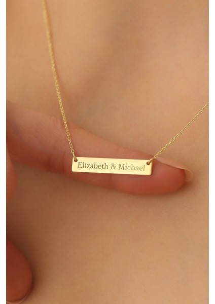 925 Ayar Gümüş Kişiye Özel İsim Yazılı Düz Plaka Kolye, Zarif ve Şık Tasarım fırsatları