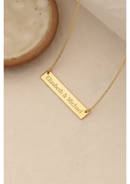 925 Ayar Gümüş Kişiye Özel İsim Yazılı Düz Plaka Kolye, Zarif ve Şık Tasarım indirimleri