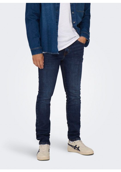 Normal Bel Dar Indigo Erkek Denim Pantolon Onsloom Slım Db 6749 Mat Dnm Noos fiyatları