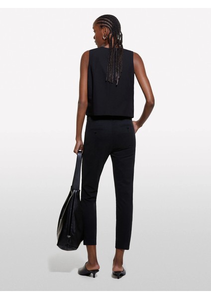 Yüksek Bel Slim Fit Siyah Kadın Pantolon 4AI655AH6 fırsatları