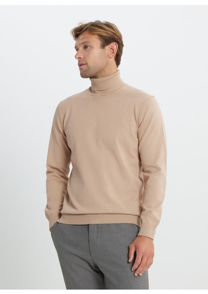 Tam Balıkçı Yaka Standart Bej Erkek Kazak ACE492510015_TRIKO Tam Balıkcı Yaka modelleri