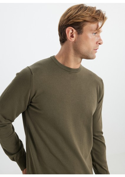 Bisiklet Yaka Standart Haki Erkek Kazak ACE492510013_TRIKO Bısıklet Yaka modelleri