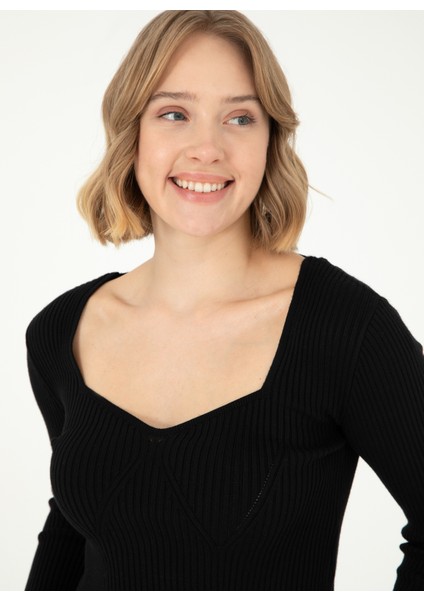 Bisiklet Yaka Extra Slim Siyah Kazak Kadın Rodney fiyatları