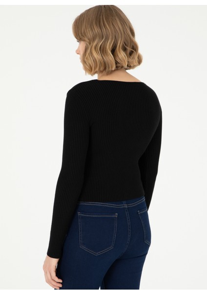 Bisiklet Yaka Extra Slim Siyah Kazak Kadın Rodney indirimleri